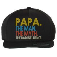 Papa Man Myth The Bad Influence Retro Wool Snapback Cap