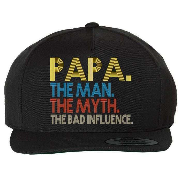 Papa Man Myth The Bad Influence Retro Wool Snapback Cap