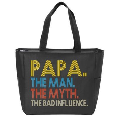 Papa Man Myth The Bad Influence Retro Zip Tote Bag