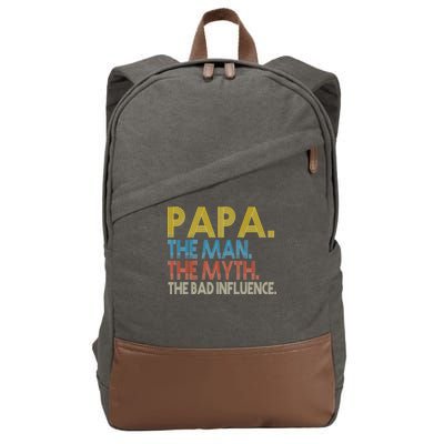 Papa Man Myth The Bad Influence Retro Cotton Canvas Backpack