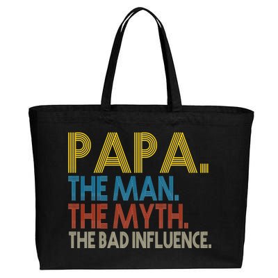 Papa Man Myth The Bad Influence Retro Cotton Canvas Jumbo Tote