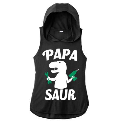 Papa Saur Fix Things Ladies PosiCharge Tri-Blend Wicking Draft Hoodie Tank