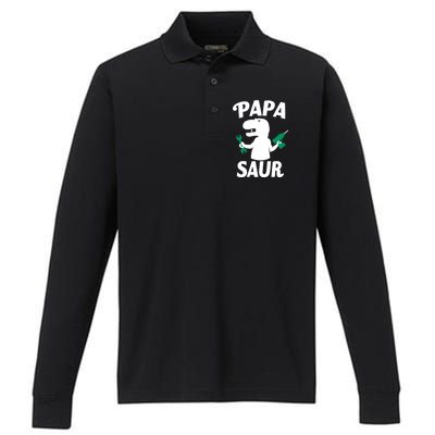 Papa Saur Fix Things Performance Long Sleeve Polo