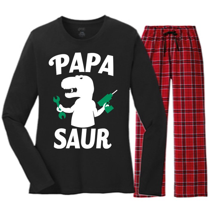 Papa Saur Fix Things Women's Long Sleeve Flannel Pajama Set 