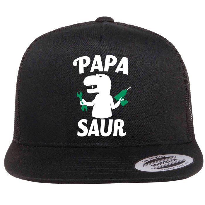 Papa Saur Fix Things Flat Bill Trucker Hat