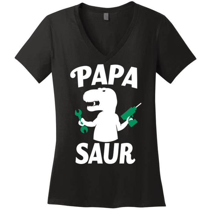 Papa Saur Fix Things Women's V-Neck T-Shirt