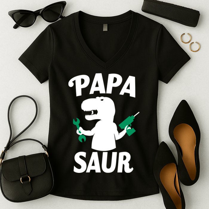 Papa Saur Fix Things Women's V-Neck T-Shirt