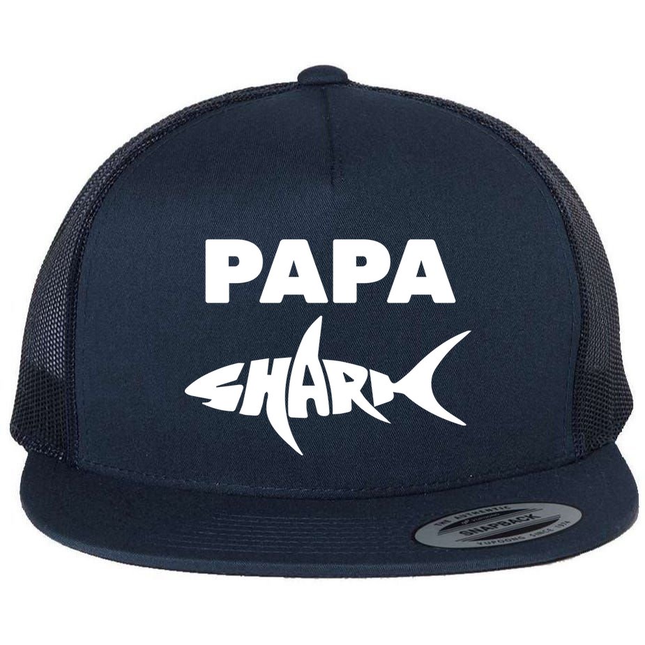 Papa Shark Flat Bill Trucker Hat