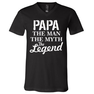 Papa The Man Myth Legend V-Neck T-Shirt