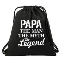 Papa The Man Myth Legend Drawstring Bag