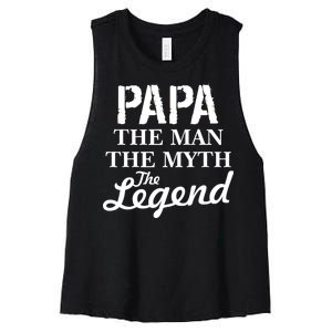 Papa The Man Myth Legend Women's Racerback Cropped Tank