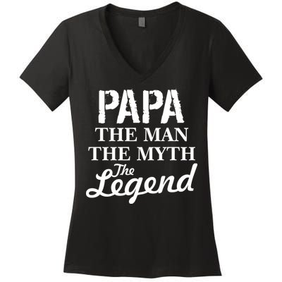 Papa The Man Myth Legend Women's V-Neck T-Shirt