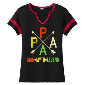 Papa The Man Myth Legend Arrow Cross Ladies Halftime Notch Neck Tee