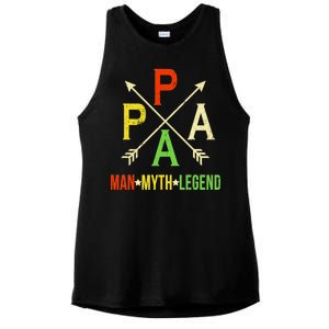 Papa The Man Myth Legend Arrow Cross Ladies PosiCharge Tri-Blend Wicking Tank