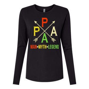 Papa The Man Myth Legend Arrow Cross Womens Cotton Relaxed Long Sleeve T-Shirt