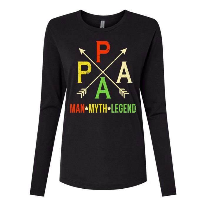 Papa The Man Myth Legend Arrow Cross Womens Cotton Relaxed Long Sleeve T-Shirt