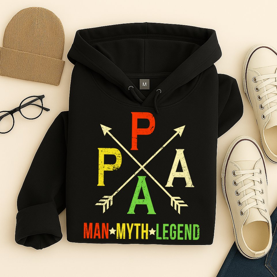 Papa The Man Myth Legend Arrow Cross Hoodie