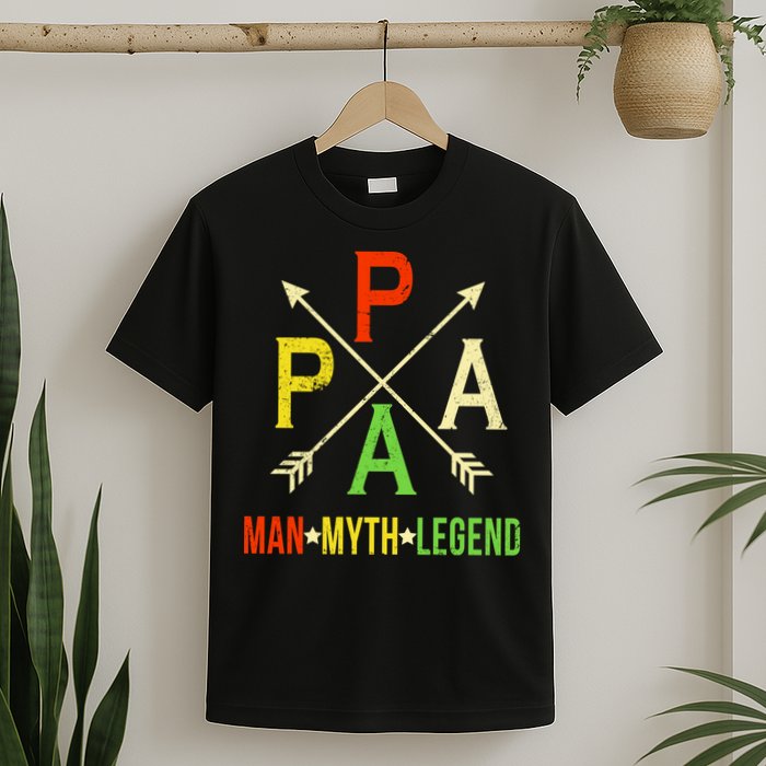 Papa The Man Myth Legend Arrow Cross T-Shirt