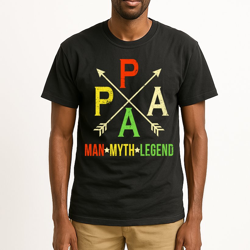 Papa The Man Myth Legend Arrow Cross Tall T-Shirt