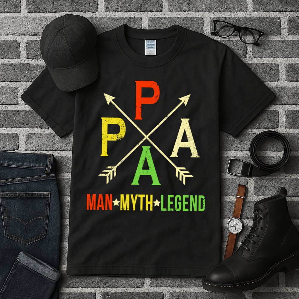 Papa The Man Myth Legend Arrow Cross Tall T-Shirt