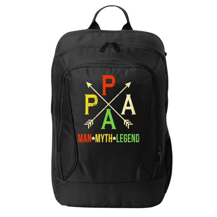 Papa The Man Myth Legend Arrow Cross City Backpack