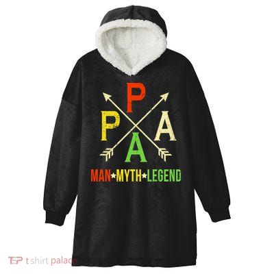 Papa The Man Myth Legend Arrow Cross Hooded Wearable Blanket