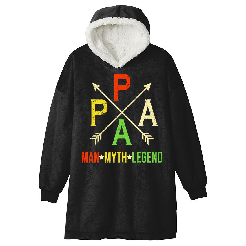 Papa The Man Myth Legend Arrow Cross Hooded Wearable Blanket