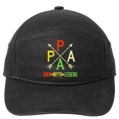 Papa The Man Myth Legend Arrow Cross 7-Panel Snapback Hat