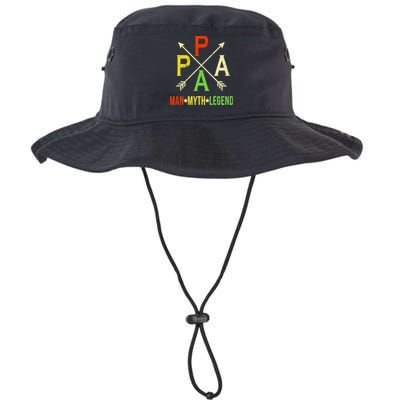 Papa The Man Myth Legend Arrow Cross Bucket Hat