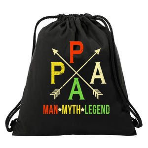 Papa The Man Myth Legend Arrow Cross Drawstring Bag