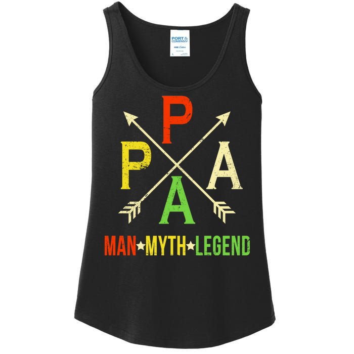 Papa The Man Myth Legend Arrow Cross Ladies Essential Tank