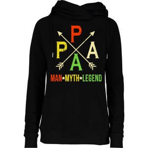 Papa The Man Myth Legend Arrow Cross Womens Funnel Neck Pullover Hood