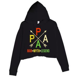 Papa The Man Myth Legend Arrow Cross Crop Fleece Hoodie