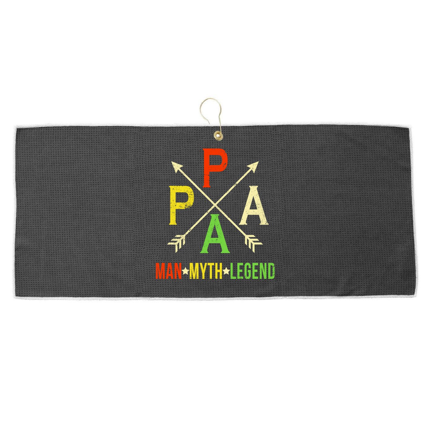 Papa The Man Myth Legend Arrow Cross Large Microfiber Waffle Golf Towel