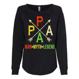 Papa The Man Myth Legend Arrow Cross Womens California Wash Sweatshirt