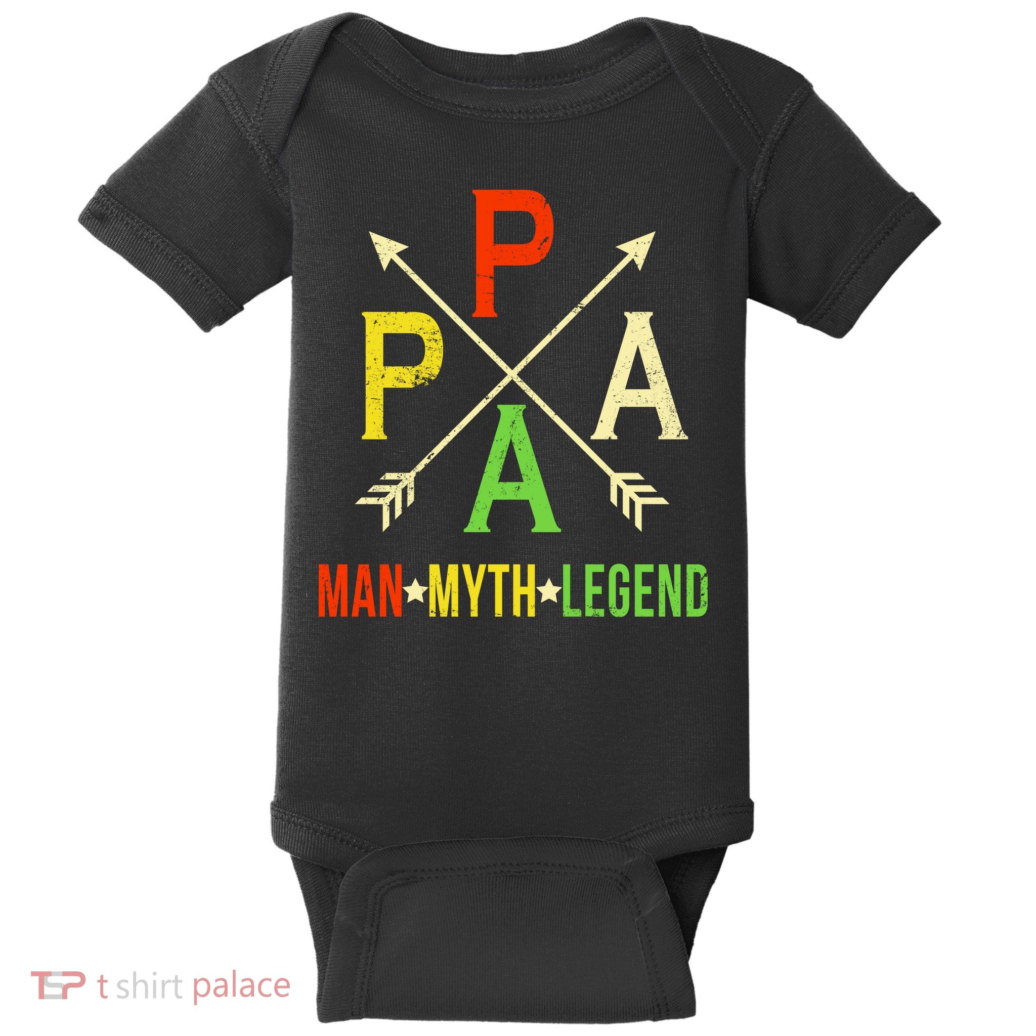Papa The Man Myth Legend Arrow Cross Baby Bodysuit
