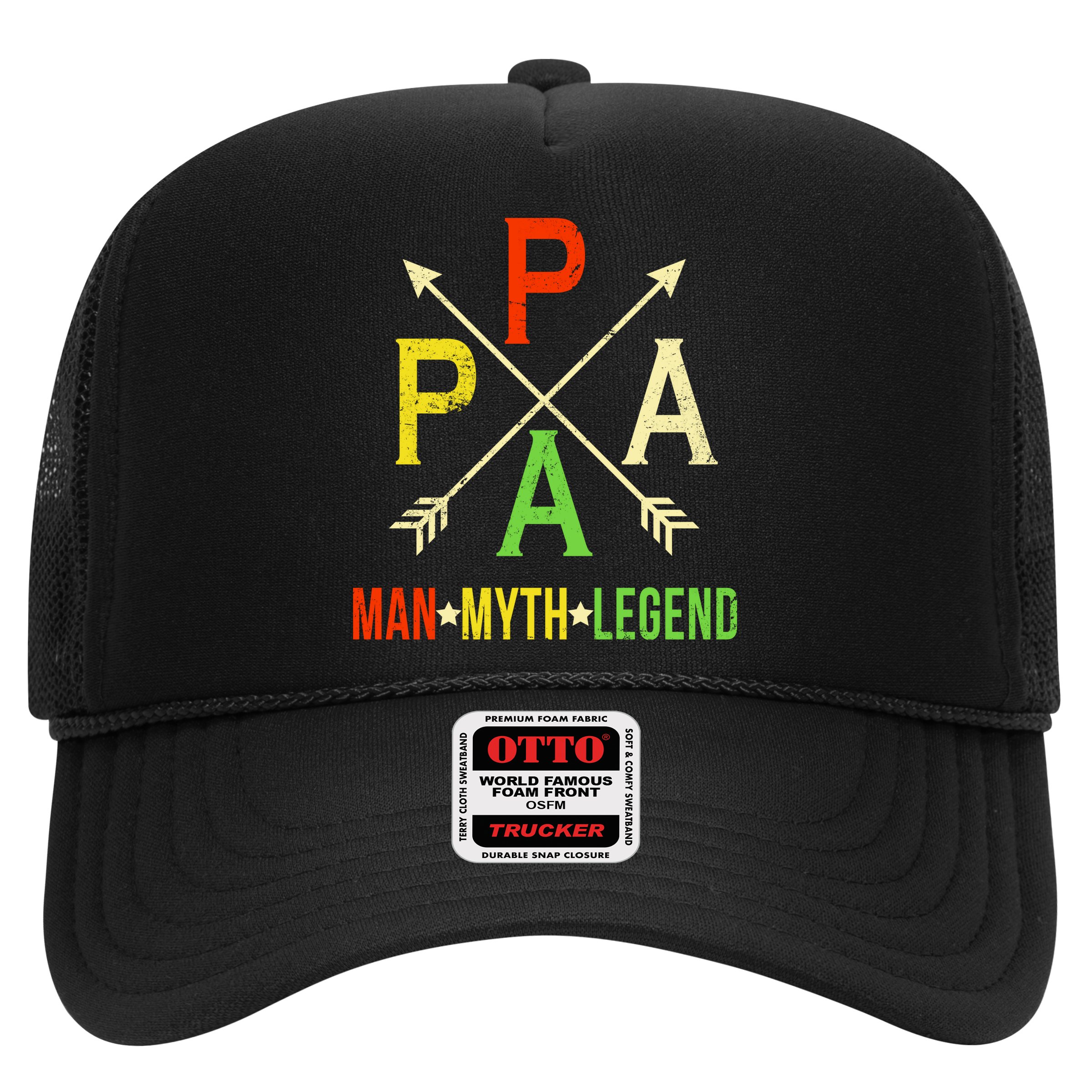 Papa The Man Myth Legend Arrow Cross Hat