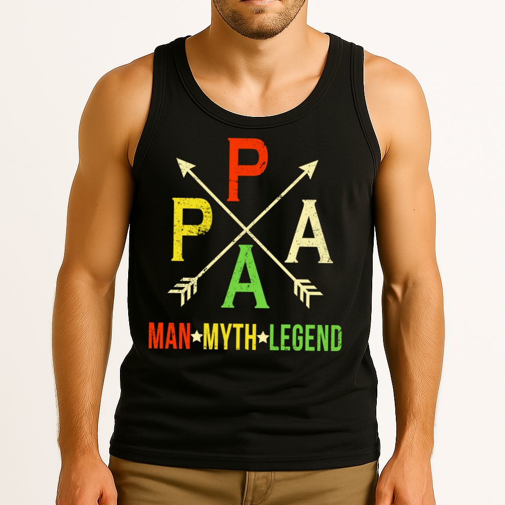 Papa The Man Myth Legend Arrow Cross Tank Top
