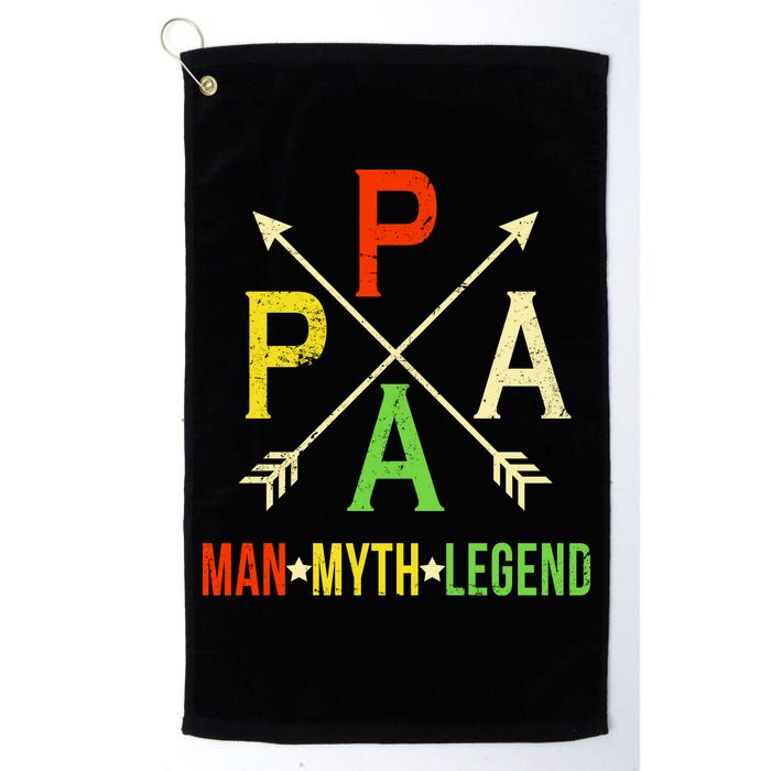 Papa The Man Myth Legend Arrow Cross Golf Towel