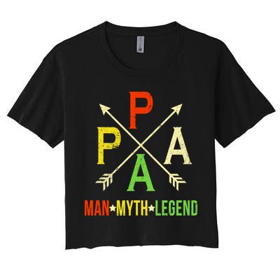 Papa The Man Myth Legend Arrow Cross Crop Top