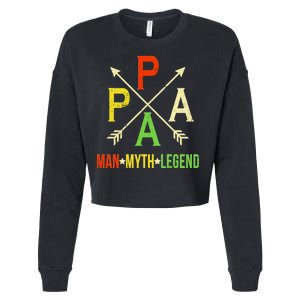 Papa The Man Myth Legend Arrow Cross Cropped Pullover Crew