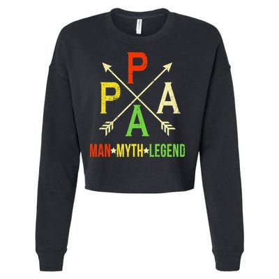 Papa The Man Myth Legend Arrow Cross Cropped Pullover Crew