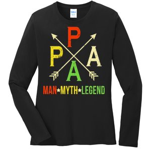 Papa The Man Myth Legend Arrow Cross Ladies Long Sleeve Shirt