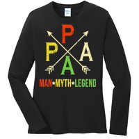 Papa The Man Myth Legend Arrow Cross Ladies Long Sleeve Shirt