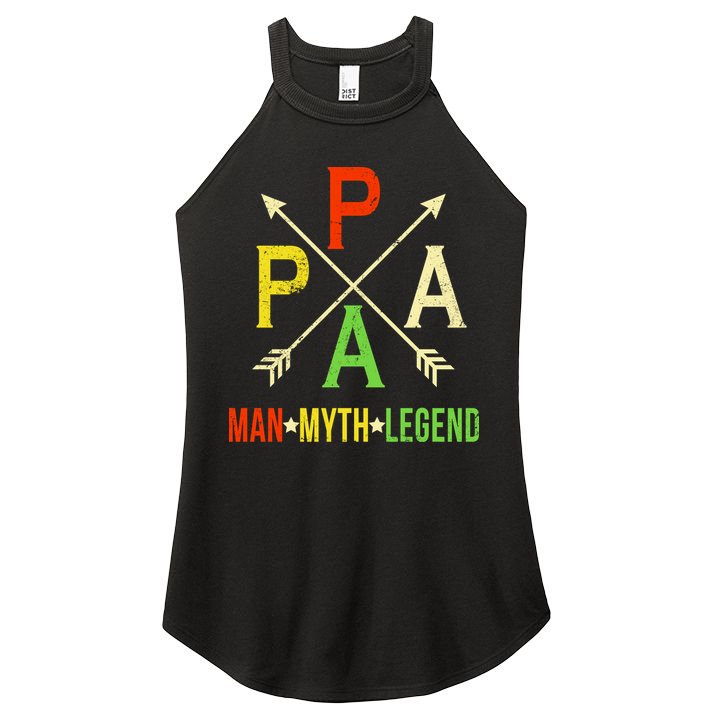 Papa The Man Myth Legend Arrow Cross Women's Perfect Tri Rocker Tank