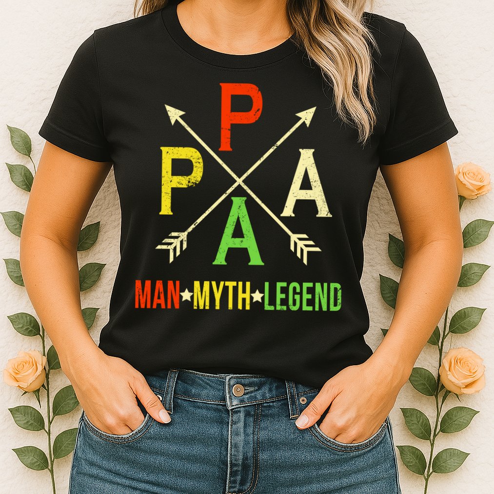 Papa The Man Myth Legend Arrow Cross Womens T-Shirt