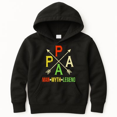Papa The Man Myth Legend Arrow Cross Kids Hoodie