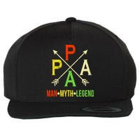 Papa The Man Myth Legend Arrow Cross Wool Snapback Cap
