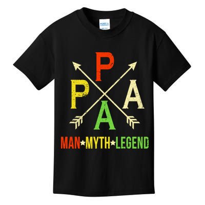 Papa The Man Myth Legend Arrow Cross Kids T-Shirt
