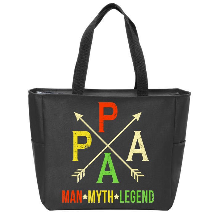 Papa The Man Myth Legend Arrow Cross Zip Tote Bag